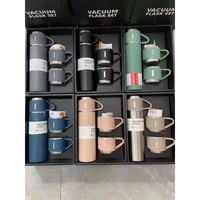 Vente en gros 500Ml d'eau chaude et froide double paroi en acier inoxydable isolé sport fiole à vide thé coffret cadeau avec deux tasses