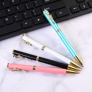 Bolígrafo de Metal con Diseño Creativo de Flor de Cerezo Rosa, Perla y Rosa Melocotón, Tinta Negra de 0.5mm, para Oficina y Escuela - Product Image 4