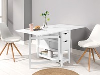 Meubles de salle à manger en vente directe d'usine table en bois pliante blanche avec 2 tiroirs et étagère de rangement inférieure