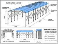 Auvent rétractable en bâche PVC avec structure en acier galvanisé, tente mobile pour entrepôt, restaurant, événements sportifs et extérieurs