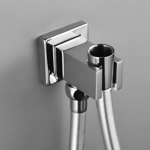 Brass Square 1/2 Inch Shower Hose Connector Wall Supply Elbow with <b>Hand</b> Shower Holder Round Wall Mount Drop Union Water Outlet - Product Image 6