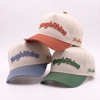 Casquette de baseball personnalisée, bicolore, couleur douce, avec broderie de lettres 3D, visière incurvée, casquette décontractée pour l'extérieur, fournisseur en gros