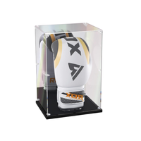 Vitrine de luxe en acrylique pour gants de boxe simples et doubles avec support métallique miroir noir