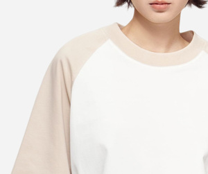 Camiseta Informal de <span class=keywords><strong>Manga</strong></span> Corta Personalizada para Mujer, Camiseta con Mangas Raglán y Parches en Contraste - Product Image 5