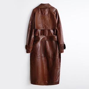 Nuovo Design classico Vintage doppio petto lungo <span class=keywords><strong>in</strong></span> <span class=keywords><strong>vera</strong></span> <span class=keywords><strong>pelle</strong></span> <span class=keywords><strong>Trench</strong></span> da donna - Product Image 6