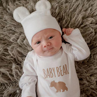 Gorro con orejas de oso de dibujos animados para bebé, gorrito de algodón elástico suave para recién nacido, gorros de Hospital para niño y niña
