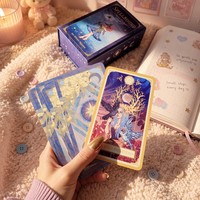 Impression personnalisée de cartes de tarot éducatives avec bordure dorée |   Jeu de cartes Oracle en papier artistique dans un coffret cadeau pour le plaisir familial