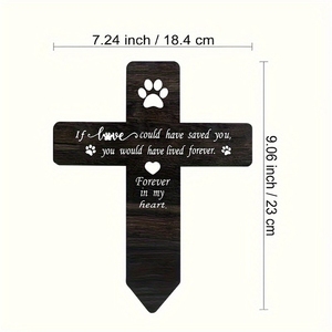 Plaque commémorative funéraire <span class=keywords><strong>en</strong></span> <span class=keywords><strong>bois</strong></span> pour animaux de compagnie avec design Art Déco pour cimetière ou décoration de <span class=keywords><strong>jardin</strong></span>, avec empreinte de patte d'animal intégrée - Product Image 3