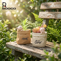 Pot de fleurs en polyrésine écologique Roogo avec figurine d'animal mignon, pot à succulentes avec trou de drainage pour la décoration de la maison et du jardin