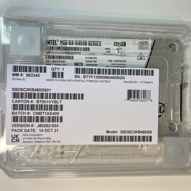 Intels D3 S4510 SSDSC2KB480G801 480GB SATA Internal Server New Solid State Drive
