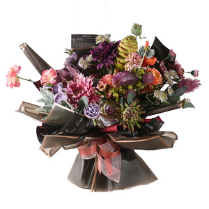 Papel de Envolver Floral Clásico Translúcido con Superficie Opaca, Película de Plástico PE OPP Desechable, Impermeable, con Borde Dorado Rosa para Floristería - Product Image 6