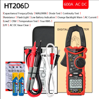 HT206D True RMS Multimeter Digital Clamp AC/DC Presisi Tinggi 0-600V 600A untuk Penggunaan Industri & Rumah Tangga