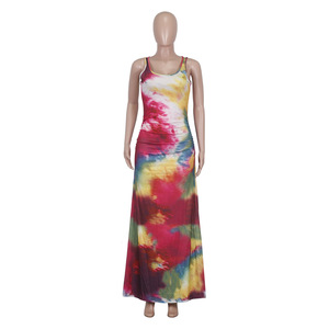 Grossista di abiti da donna <span class=keywords><strong>taglie</strong></span> forti senza maniche Tie-dye estivo - Product Image 5