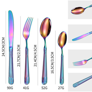 Juego de Cubiertos de Acero Inoxidable de 24 Piezas con Mango de Espiga Dorada, en Caja de Regalo Resistente para Adultos - Product Image 2