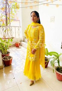 Premium Quality Handwork <b>Yellow</b> Color Women Sharara Suit for Party and Wedding Wear Sharara Suit at Wholesale Prices - Product Image 4