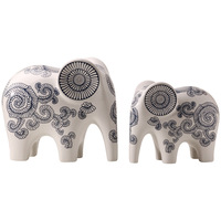 Figurine d'éléphant en céramique de porcelaine bleue et blanche, artisanat de style chinois, décoration moderne pour la maison, ornement artistique