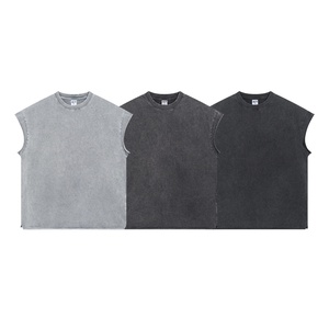 Gilet Estivo Unisex Senza Maniche in Cotone 100% Lavato, Tinto a Cera, Effetto Vintage, Senza Colletto, Tinta Unita - Product Image 4
