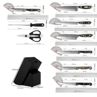 Ensemble de couteaux de cuisine 15 pièces en acier inoxydable 3Cr13 forgé, avec manche en bois coloré, ambidextre, durable, et support pour ciseaux