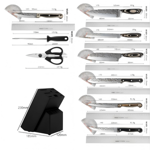 Ensemble de couteaux de cuisine 15 pièces en acier inoxydable 3Cr13 forgé avec bloc de rangement, manche en <span class=keywords><strong>bois</strong></span> coloré, support pour <span class=keywords><strong>ciseaux</strong></span>, <span class=keywords><strong>coffret</strong></span> cadeau pour usage domestique - Product Image 2