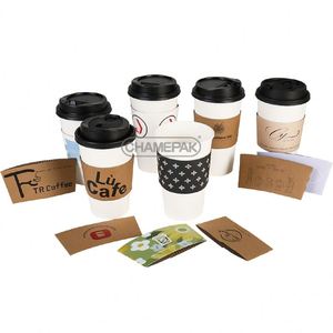 Funda de Papel para Vasos de Café Personalizada, Funda de Papel Desechable para Vasos de Café con Logotipo Impreso para Té, Leche y Café - Product Image 6