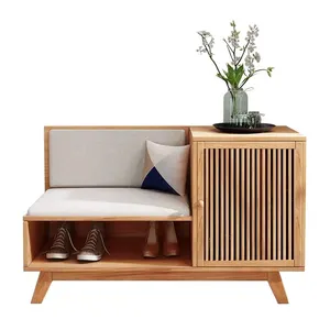 multifunctional modern bamboo wooden shoe storage cabinet bamboo shoe rack shoe storage stand with sofa bench