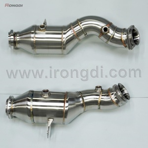 304 Stainless Steel Exhaust Downpipe C43 E43 E400 W205 M276 3.0T for Mercedes-Benz Golden Fish Scale Weld with Polished Surface - Product Image 4