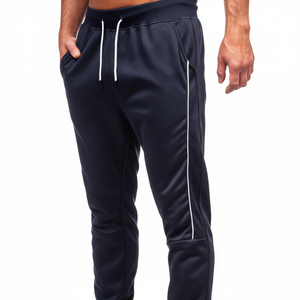 กางเกงเรียกเหงื่อเอวสูงของผู้ชายผ้าฝ้ายระบายอากาศได้ขากว้างทรงหลวมสไตล์ลำลอง - Product Image 1