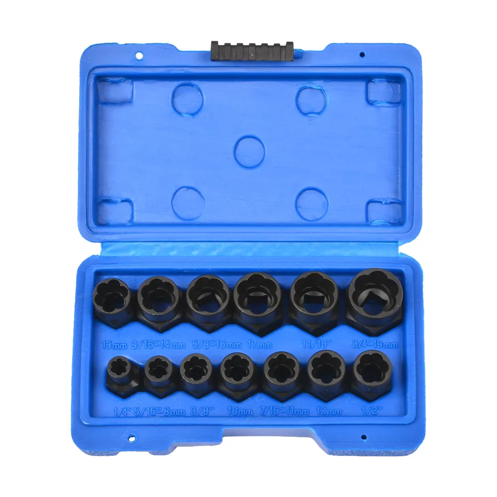 13pc Impact Bolt Nut Extractor Socket Remover Tool Set 3/8 Inch Drive METRIC SAE Size