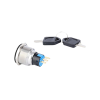 Interrupteur à clé 22 mm 1NO1NC 5A 250V AC à verrouillage automatique 2 positions IP65 étanche CE RoHS pour panneau de commande industriel
