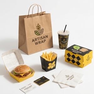 Bolsa de Papel Kraft para Llevar Comida Rápida, Personalizada para Restaurantes, para Hamburguesas, Sándwiches, Papas Fritas y Café - Product Image 3