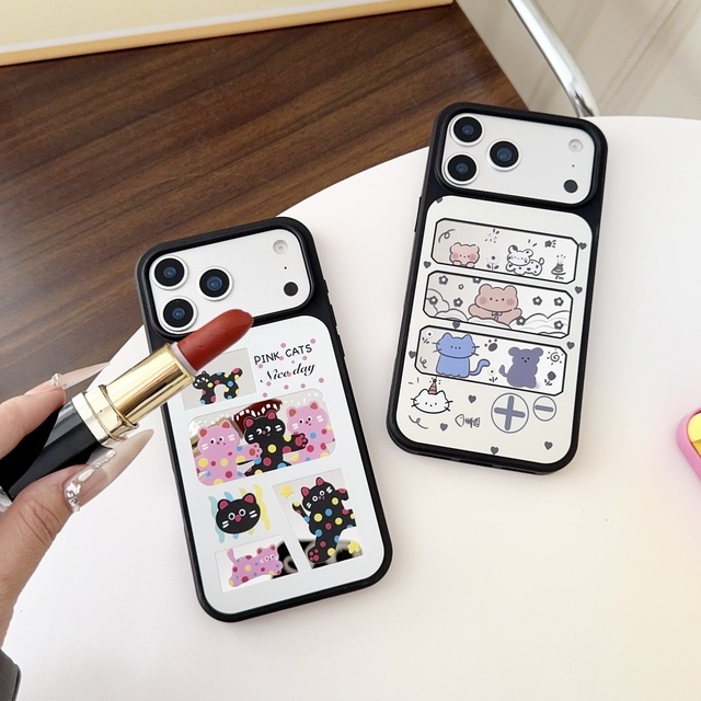 Cute Cartoon Kitten Pattern Fashion Ins Style Phone Case for Iphone13/14/15/16/17/Pro/Pro Max/17 Air Shockproof Protective Cover