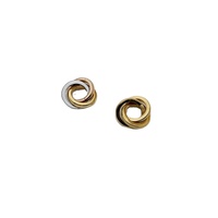 Dainty Collier 3 cercles pour femmes Pendentif multi-anneaux imbriqués Bijoux en acier inoxydable plaqué or 18 carats Cadeaux de Noël