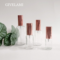 Vide transparent rond avec capuchon de brume en or rose, emballage cosmétique, 5ml, 10ml, 15ml, 20ml, 30ml, 50ml, 100ml, livraison gratuite
