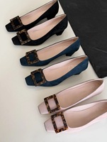 Nouvelle Collection 2026 – Escarpins de Luxe Coréens pour Femme, Bout Carré, Boucle Tortoise, Talon Carré Moyen, Doublure Véritable, Chaussures de Bureau OEM ODM
