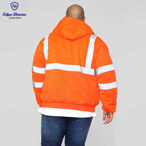 Venta al por mayor de ropa al aire libre <span class=keywords><strong>zip</strong></span> up hoodie naranja Capucha con cordón lado bolsillos de mano - Product Image 6