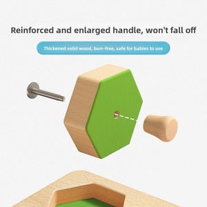 Jouet éducatif Montessori en bois pour enfants, planche d'association de formes, puzzle cognitif, blocs de construction pour 0-6 mois - Product Image 4