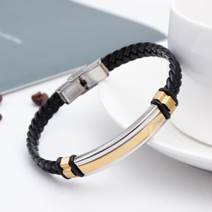 Custom Engraved Stainless Steel Braided <b>Rope</b> <b>Bracelet</b> Gold Plated Accents Unisex Couple Gift Jewelry Maria Name Personalized - Product Image 3