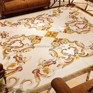 Dougbuild Elegant Villa Flooring Tile Natural Marble Parquet Waterjet Medallion Inlay