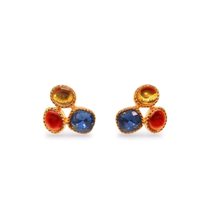 Fashion <b>Stud</b> <b>Earrings</b> 316L Stainless Steel PVD Gold Plating Multi Color Gemstone Women's Jewelry - Product Image 2