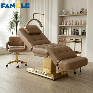 Meilleures ventes : Mobilier d'esthétique - Lit <span class=keywords><strong>de</strong></span> cils incurvé à base dorée, Lit <span class=keywords><strong>de</strong></span> soin du visage électrique, Table <span class=keywords><strong>de</strong></span> massage <span class=keywords><strong>de</strong></span> luxe pour spa, Lit pour extensions <span class=keywords><strong>de</strong></span> cils - Product Image 1