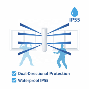 Rilevatore di Movimento PIR a Doppia Barriera Cablato per Esterni, Sensore a Infrarossi Anti-Mascheramento, Impermeabile IP55, Allarme di Sicurezza Perimetrale Anti-Intrusione - Product Image 1