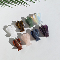 Pierre de cristal de guérison naturelle Jingfa, forme de lune, ornement sculpté pour la maison, le bureau, la méditation, bijoux avec thème d'ange