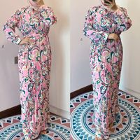 Abayas colorés 2023 vente en gros, nouvelle robe plissée du moyen-orient pour femmes musulmanes, robe islamique imprimée Abaya élégante, Offre Spéciale