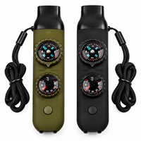 Sifflet de survie 7 en 1 avec boussole, thermomètre, lampe torche LED, loupe, compartiment de rangement pour la randonnée en plein air, le camping