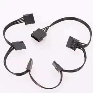 Kabel Daya 4Pin Female IDE Ke SATA untuk PC Komputer Hard Disk 1 To 5 Splitter