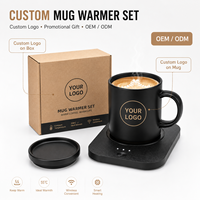 Ensemble chauffe-tasse personnalisé avec chargement USB, tasse en céramique, contrôle de la température, écologique, logo personnalisé, cadeau promotionnel pour les entreprises