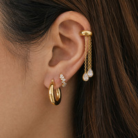 Pendientes de borla tipo ear cuff sin perforación para mujer, joyería antideslustre al por mayor, accesorio de moda para uso diario para mujer al por mayor