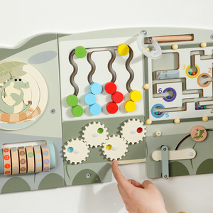 Giáo dục mầm non đồ chơi bằng gỗ động vật nhỏ tường trò chơi trang trí mặt dây chuyền tường bận trò chơi - Product Image 5