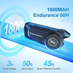 אוזניות אופנוע חדשות Y50 סוללה גדולה 1800MAH זמן עבודה ארוך אוזניות לקסדת אופנוע - Product Image 6