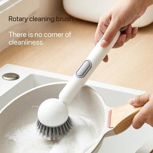 Wholesale Long-Handled Rotating Pan <b>Brush</b>, Plastic Kitchen <b>Cleaning</b> <b>Brush</b> with Soap Dispenser for Pots Pans - Product Image 5